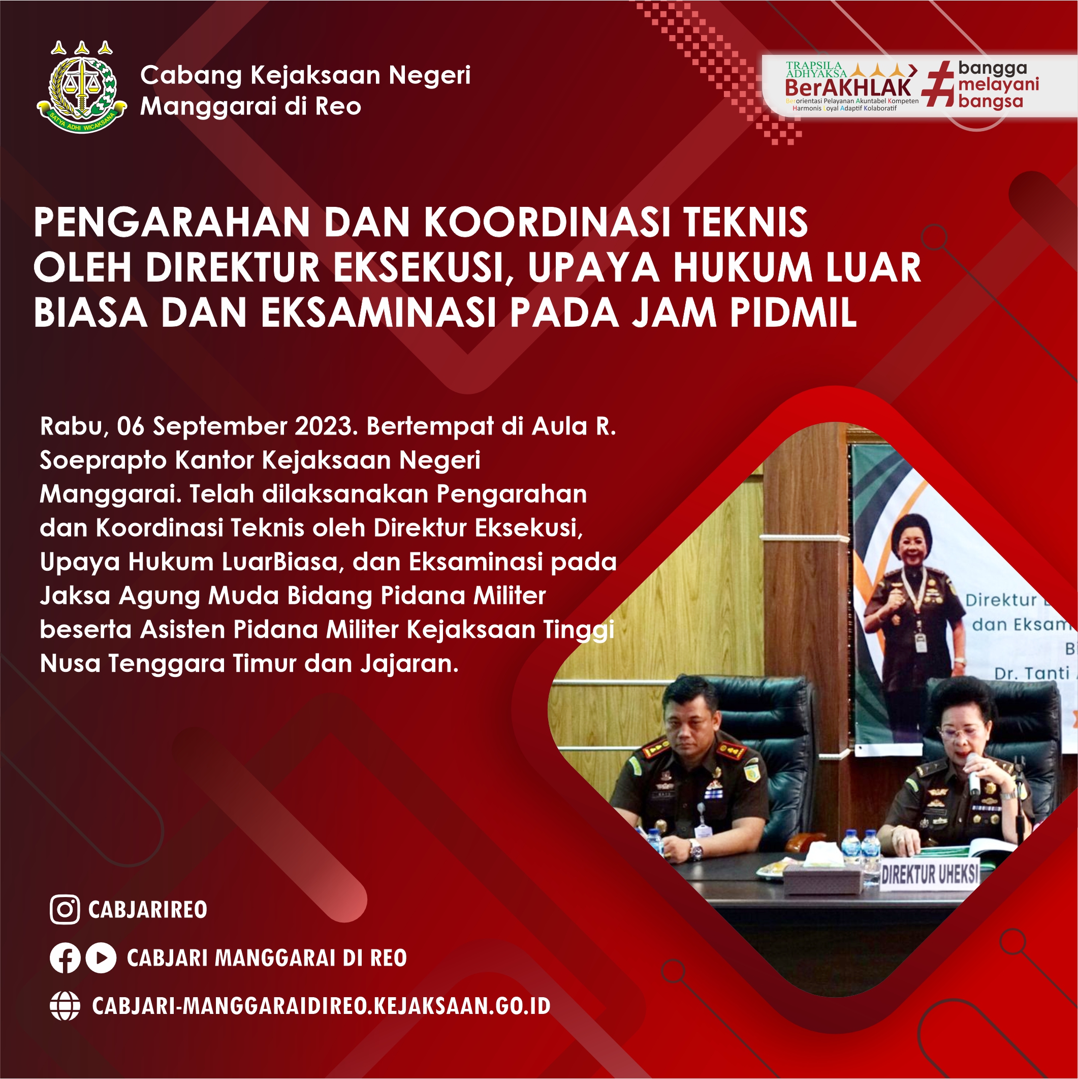 Pengarahan Dan Koordinasi Teknisoleh Direktur Eksekusi, Upaya Hukum Luarbiasa Dan Eksaminasi Pada Jam Pidmil Pengarahan Dan Koordinasi Teknisoleh Direktur Eksekusi, Upaya Hukum Luarbiasa Dan Eksaminasi Pada Jam Pidmil